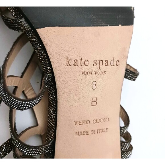 Kate Spade New York Issa Metallic Strappy Heeled Dress Sandal Sz 8 Made in Italy - Picture 9 of 10